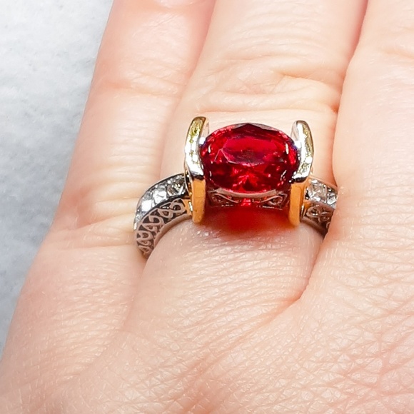 ๐925/18k-2 Tone Ruby Ring - Picture 6 of 7